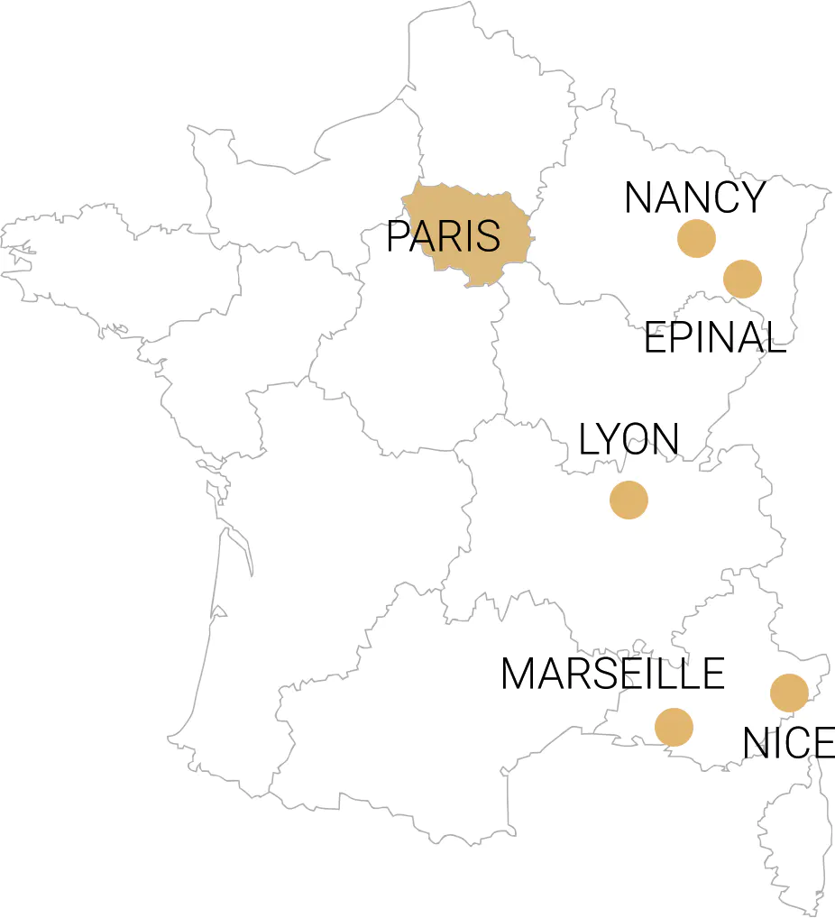 Nous sommes présents à Paris, Montreuil, Nancy, Epinal, Lyon, Bordeaux, Marseille et Nice